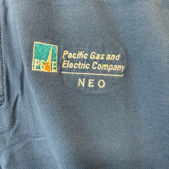 Vintage PG&E Muscle Shirt Mens Large Waffle Knit Empolyee Work Uniform Henley - Picture 8 of 8